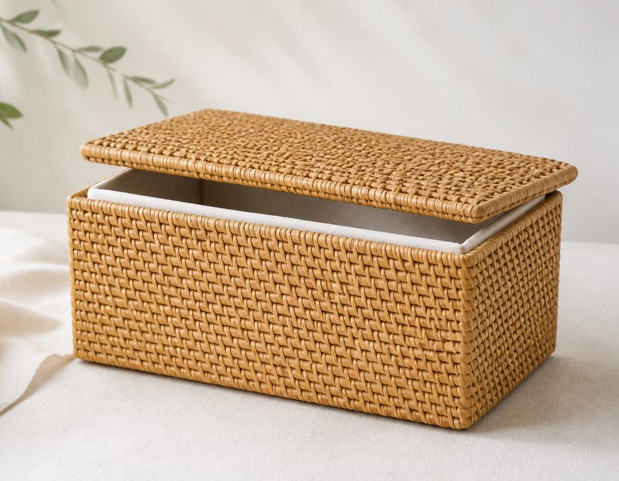 Rattan Lidded Box